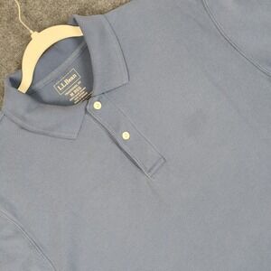 LL Bean Mens Traditional Fit Polo Shirt M REG Blue 100% Cotton Short Sleeve